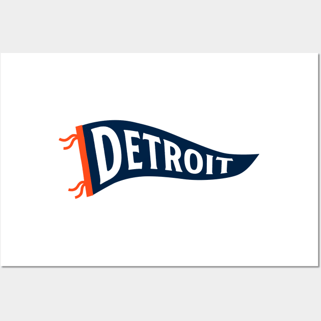 Detroit Pennant - White Wall Art by KFig21